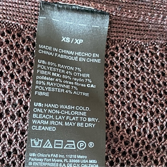 White House Black Market Women’s Open Knit Net Shimmer Cardigan Size XS Brown - Picture 10 of 10